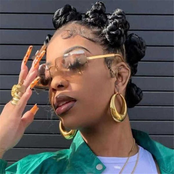 

men's luxury designer fashion square same frameless trimming, White;black