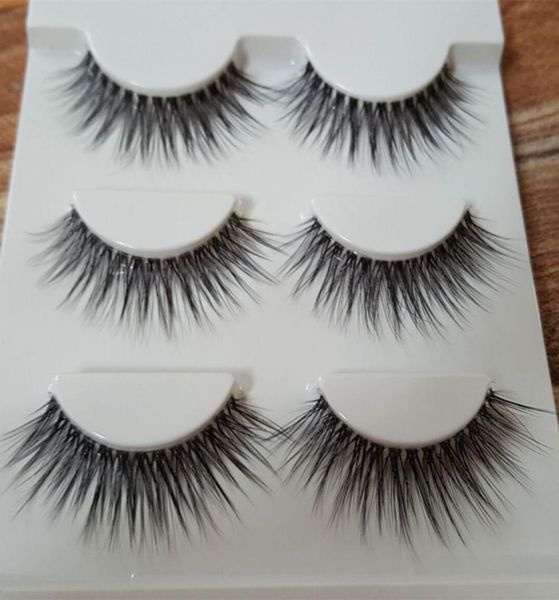 

new 3 pairs lashes makeup handmade thick fake cross false eyelashes cosmetic tool2438111