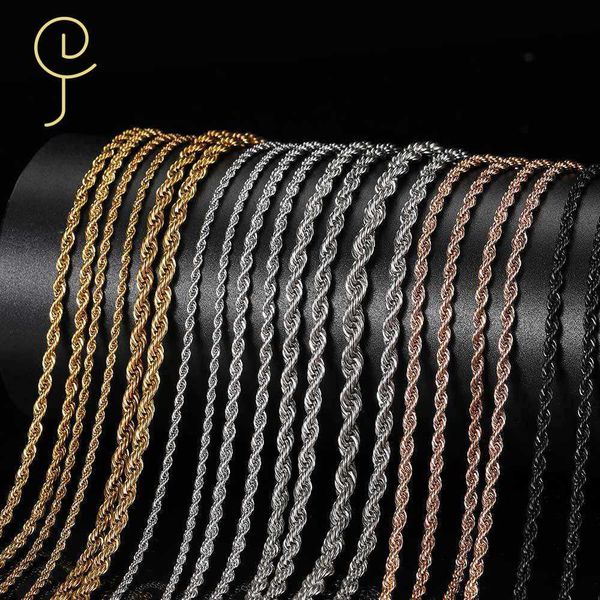 

excellent jewelry 2mm 3mm 4mm 5mm 6mm hip hop 14k 18k gold plated stainless steel wholesale twist rope chain necklace, Silver