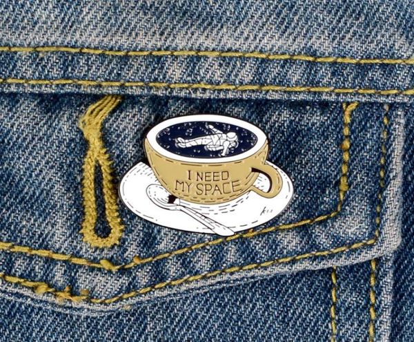 

a set of cups drinking coffee cute brooch sentence written on the cup an astronaut039s lying in cup fashion gift for friends7797450, Gray