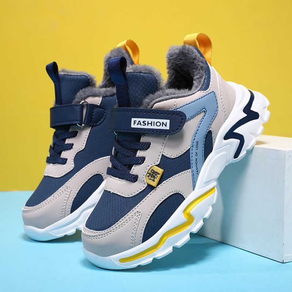 

athletic outdoor kids shoes for boys warm children sneakers shoes winter leather running sports shoes fashion casual kid shoes p230404, Black