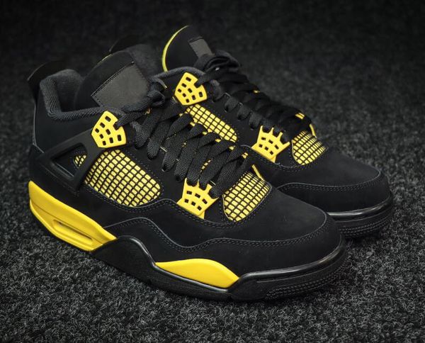 

shoes high 4 thunder men 4s black/tour yellow outdoor sneakers sports original dh6927-017