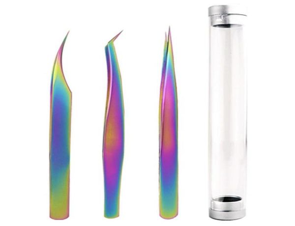 

eyelash curler eyelash clip eyebrow tweezer rainbow tweezers kit antistatic precision stainless steel tweezers for eyelash extens8498651