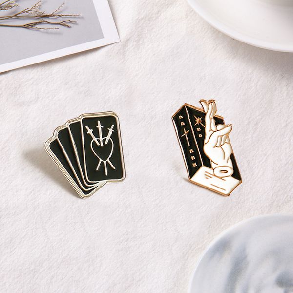 

punk brooch book gesture playing card brooch cute anime movies games hard enamel pins collect metal cartoon brooch backpack hat bag collar l, Blue