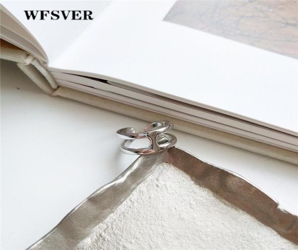 

wfsver korea style round rings for women silver color double layer h modeling rings in 925 sterling silver fine jewelry gift8690522, Golden;silver