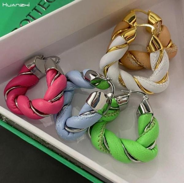 

hoop huggie huanzhi 2021 colorful metal leather earrings geometric triangle simple for women girls party jewelry3089440, Golden;silver