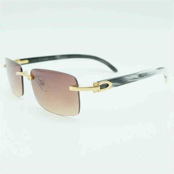 

2023 designer glasses model men genuine buffalo horn rimless white buffs square women sunglass shades fill prescription gn7r sunglasses, White;black