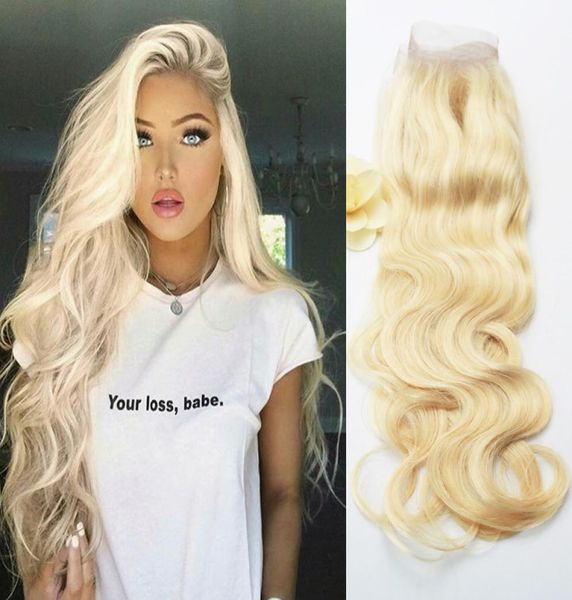 

sell 613 full blonde brazilian remy human hair lace frontal closure part body wave 13x4 bleached knots baby hair1763269, Black