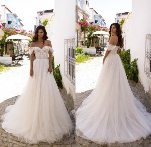 

oksana mukha beach wedding dresses off shoulder lace applique a line beach boho wedding dress custom made sweep train country abit7383005, White