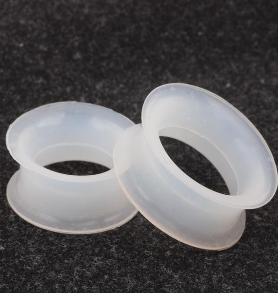 

ear piercing f29 48pcslot mix 12 size body jewelry double flared ear expander silicone flesh tunnel plug gauge9855618, Silver