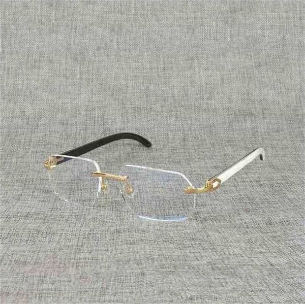 

men's luxury designer natural wood square clear buffalo horn oversize rimless eyeglasses frame for men reading optical oval oculos glas, White;black