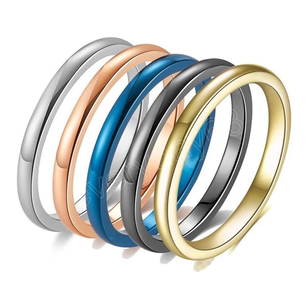 

5 colors new in cute thin band ring for women simple design titanium stainless steel blue black silver rose gold finger rings birthday gifts
