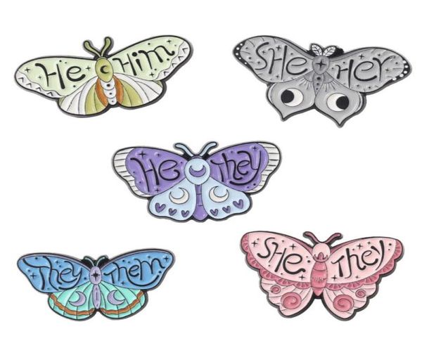 

butterfly pronouns enamel pins custom she her he him they them brooches lapel badges insect jewelry gift for kids friends 1421 d35067005, Gray
