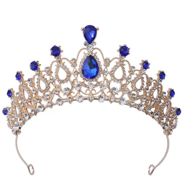 

18 colors gold silver color metal crystal tiara crown party gift princess rhinestone bridal crown hair accessories, White;golden