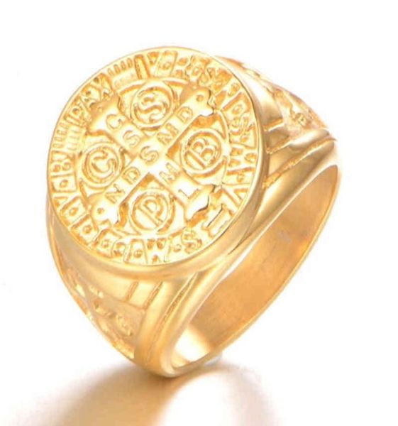 

cluster rings men metal gold plated punk rune cross ring classic style rock party jewelry 2207079539037, Golden;silver