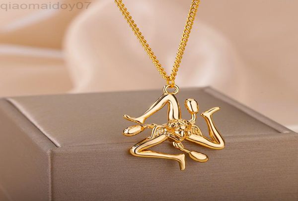 

italy sicily cities flag necklace for women stainless steel gold color italian pendants vintage aesthetic jewelry couple gift l2201038716, Silver