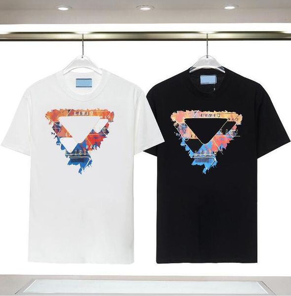 

designer women tshirt fashion letters triangle printed t-shirts summer men women tee hip hop clothing plus size s-2xl xxxl, White