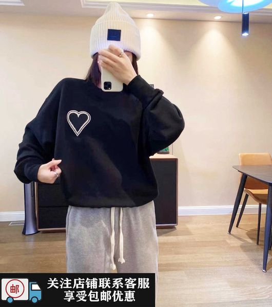 

high version autumn and winter french minimalist peach heart letter loose fitting loose round neck sweater, Black;white