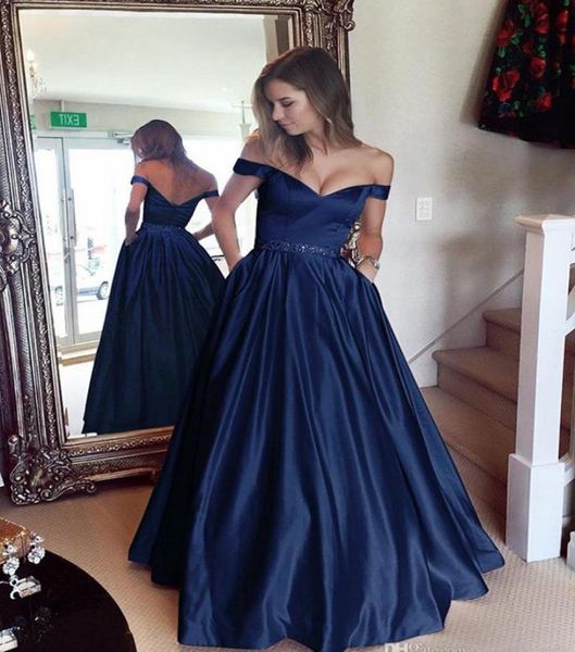 

navy blue ball gowns prom dresses off shoulder crystal beaded sash satin floor length dark red backless evening dresses dh40947003611, Black