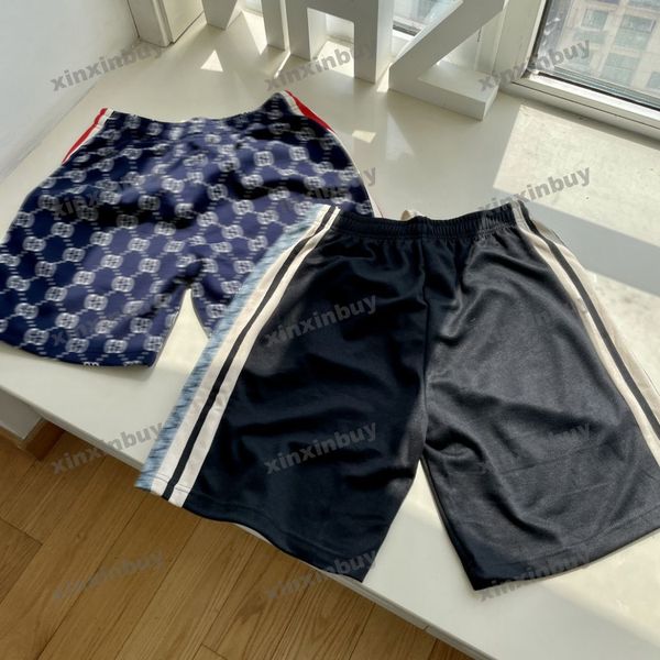 

xinxinbuy men women designer shorts pant double letter jacquard fabric cotton spring summer khaki red blue s-2xl