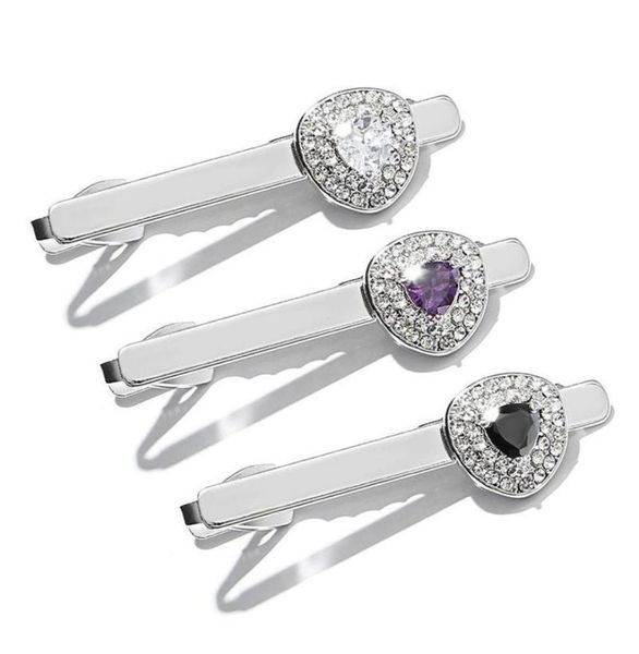 

creative gift for men with diamondinserted steel tie clip and zircon collar clasps tacks 127g white black purple color ie7iz6786268, Silver