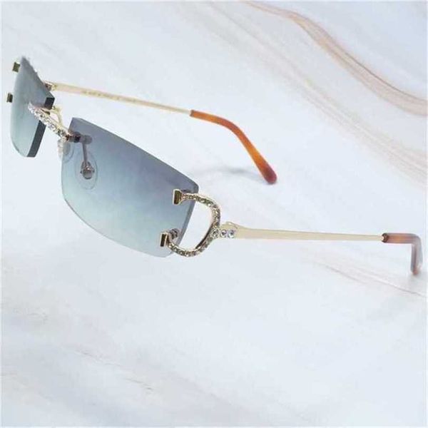 

women's luxury designer men women rimless arrival rhinestones man sunglass wire iced out shades eyewear, White;black