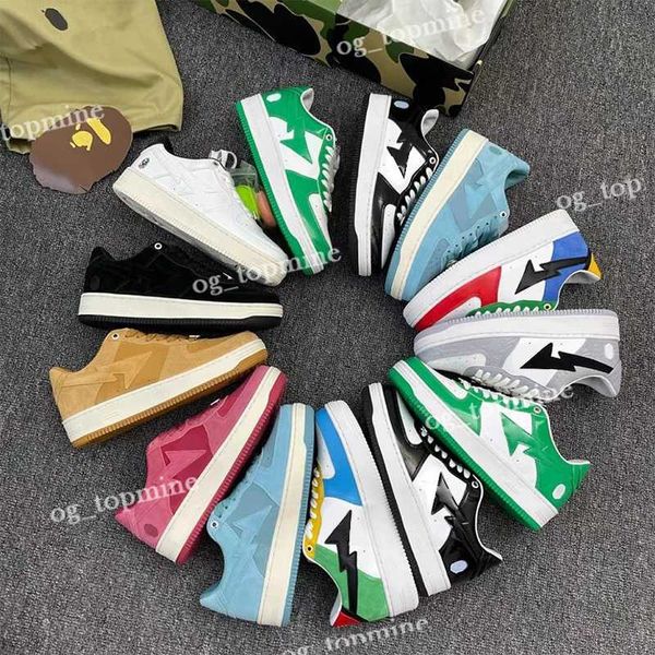 

bapestar designer bapesta bapestas baped sk8 casual shoes sta women mens beige orange unions black white suede leather platform sneakers abc
