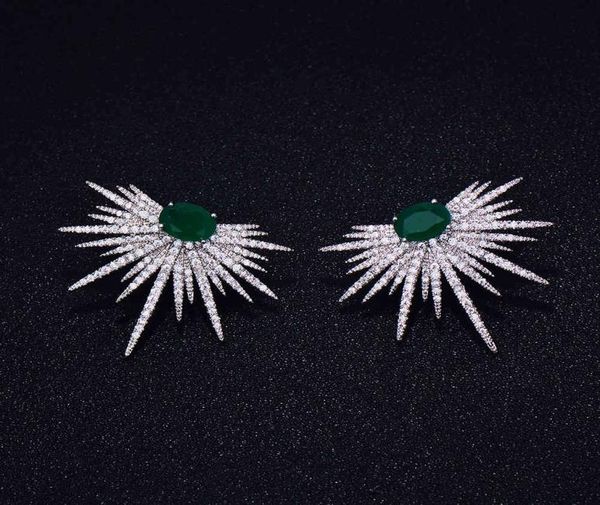 

godki brand popular luxury crystal zircon stud spark shape flower earrings fashion jewelry for women1237410, Golden