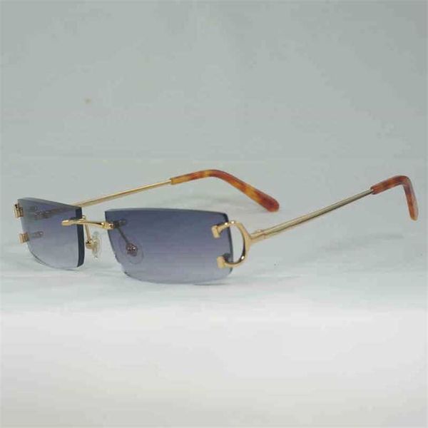 

2023 designer glasses new vintage small lens c wire men rimless square sunglasses women for outdoor club clear glasses frame culos shades, White;black
