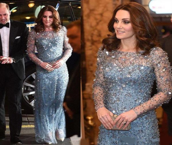 

kate middleton same style crystal long evening dress light blue jewel sheer neck long sleeve prom gowns floor length formal occasi9608836, Black;red