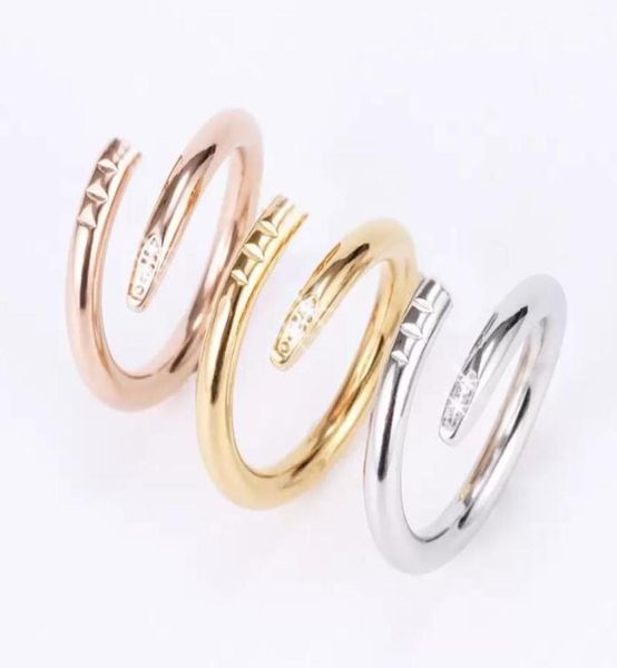 

titanium steel nails screwdriver ring men and women gold engagement jewelry for lovers couple rings gift size 511 with box6890957, Silver