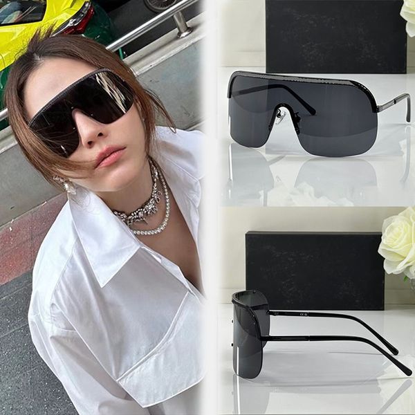 

Oversize SHIELD SUNGLASSES Designer Mens and Womens Mask 9557 Fashion Lunettes Metal Frame Leisure Resort Beach Party Elegant Women Have Original Boxes