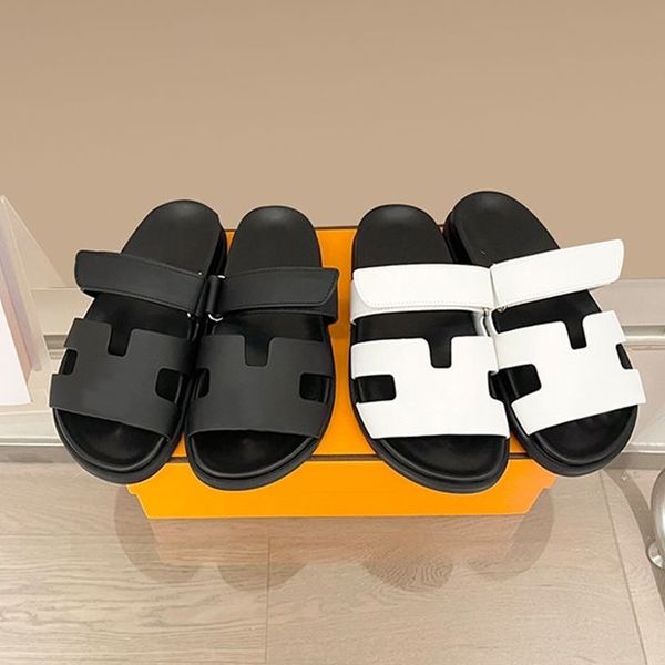

designer chypre slippers men women fashion sandals comfort slipper platform sandal beach classic flat sandal leather flip flops 35-45, Black