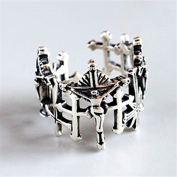 

fjxpcluster rings vintage jesus cross index finger ring silver color open for women religious belief jewelrycluster clusterc, Golden;silver