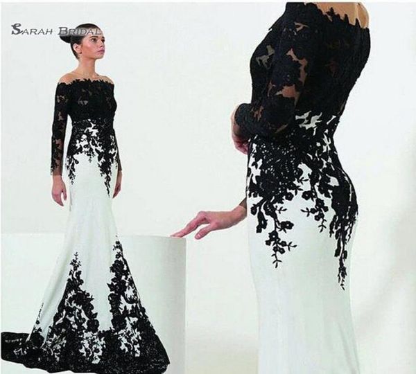 

off shoulder mermaid dress custom size plus size satin applique celebrity evening gowns vestidos de novia2270355, Black