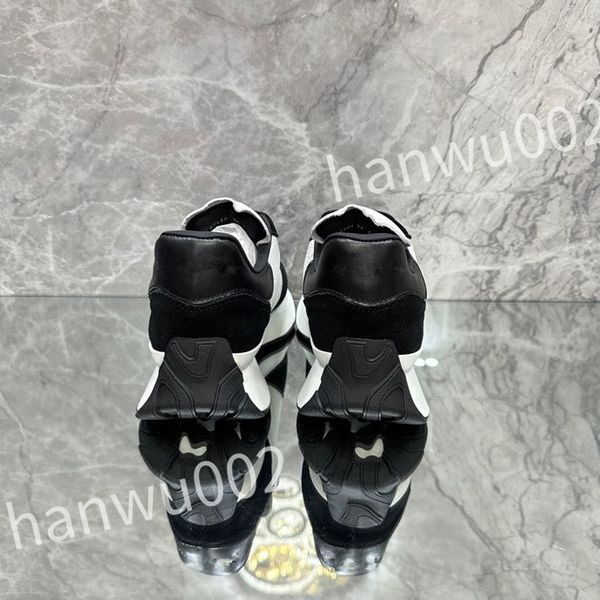 

2023 new r calfskin casual shoes reflective sneakers vintage leather fashion shoes leisure shoe platform lace-up women mens sneaker, Black