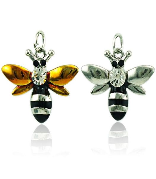 

fashion bee charms dangle 2 color enamel metal animal pendants diy charms for jewelry making accessories5475049, Bronze;silver