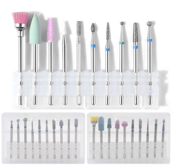 

10pcs tungsten alloy nail drill bit set electric nails mills pedicure cutters4475101