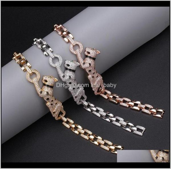

full zircon stone leopard green eyes panther bracelet for men women party punk jewelry cxu5b charm bracelets utsoy4666677, Golden;silver