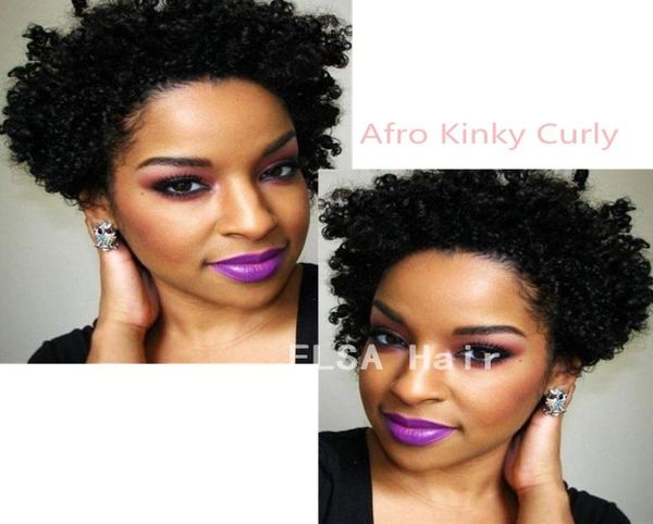 

pixie cut short kinky curly human hair wigs for black women bob full machine made lace front wig4870354, Black;brown