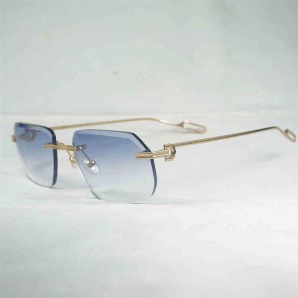 

2023 designer glasses new vintage rimless diamond cutting sunglasses men oculos shadow accessories metal frame clear reading glasses gafas w, White;black