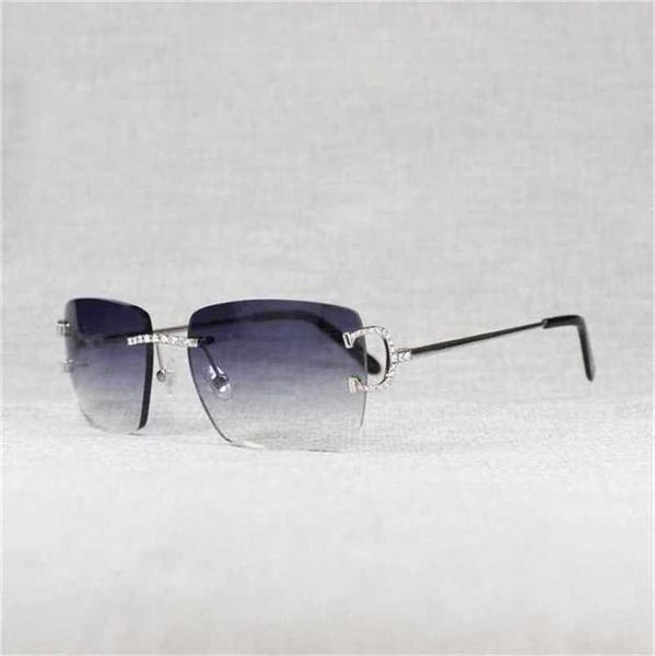 

20% off for luxury designers rhinestone wire rimless oval men stone metal frame square shades for women summer club oculos eyewear, White;black