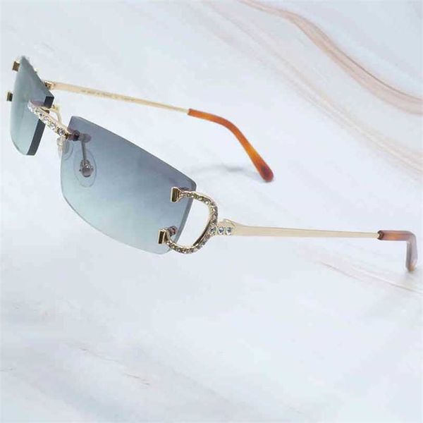 

2023 designer glasses model men women rimless arrival rhinestones man diamond sunglass wire iced out shades eyewear wk75 sunglasses, White;black