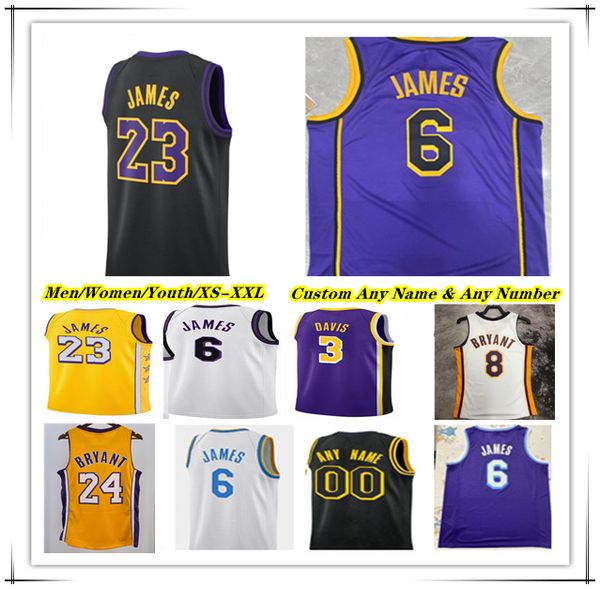 

Hot Printed LA Basketball Jerseys LeBron 23 6 James Anthony 3 Davis 8 24 BRYANT D'Angelo Russell Austin Reaves Taurean Prince Christian Wood Rui Hachimura Youth WEST, 2023 men purple