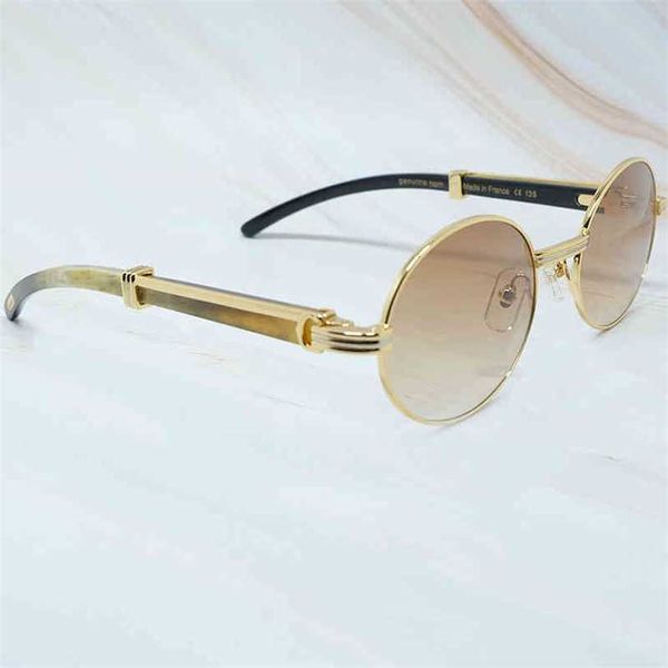 

2023 designer glasses model oval mens metal wood buffalo horn vintage shades buffs retro round eyewear dmz7 sunglasses, White;black