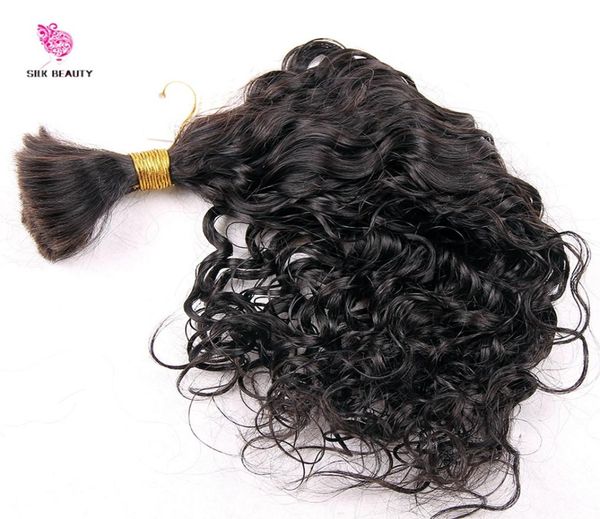 

human braiding hair bulk water wave bulk virgin brazilian bulk braiding hair extensions loose curly hair style fast 3915735, Black