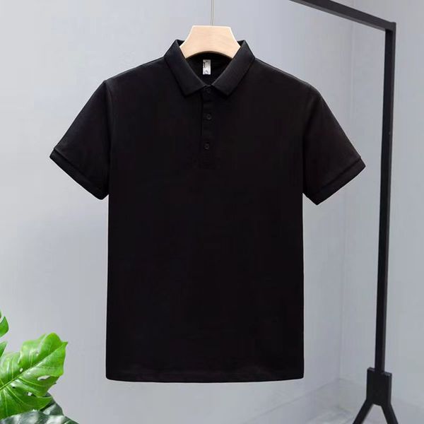 

summer new solid color men's polo short fashion casual top, White;black