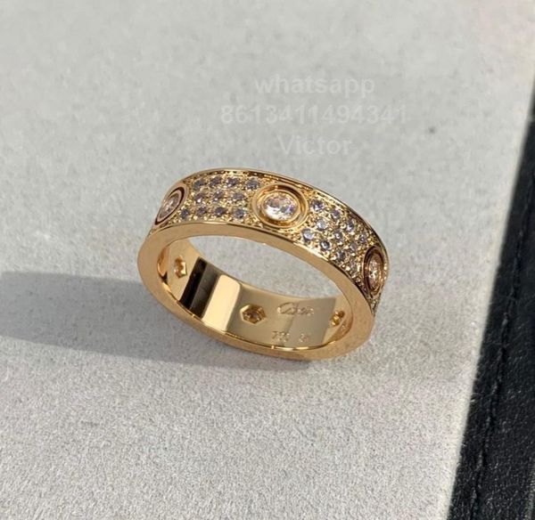 

love ring full diamond wide 56mm v gold 18k never fade luxury brand official reproductions with box couple rings premium gifts an7005612, Silver