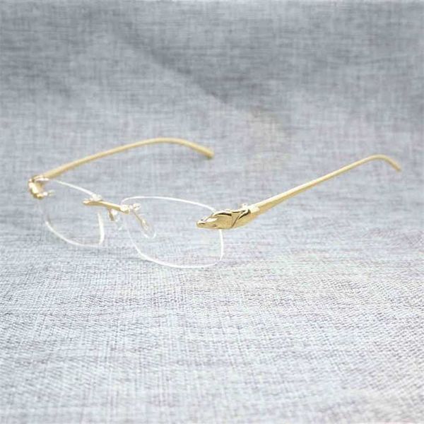 

2023 designer glasses model men titanium alloy frames rimless square eyeglasses clear lens optical gold frame eyewear for reading 221s sungl, White;black