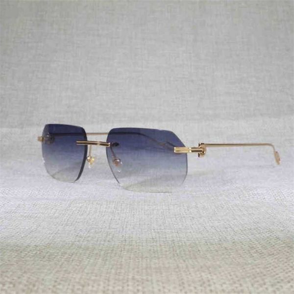 

2023 designer glasses vintage new lens shape rimless sunglasses men women outdoor gafas clear glasses meal frame for reading culos shades, White;black